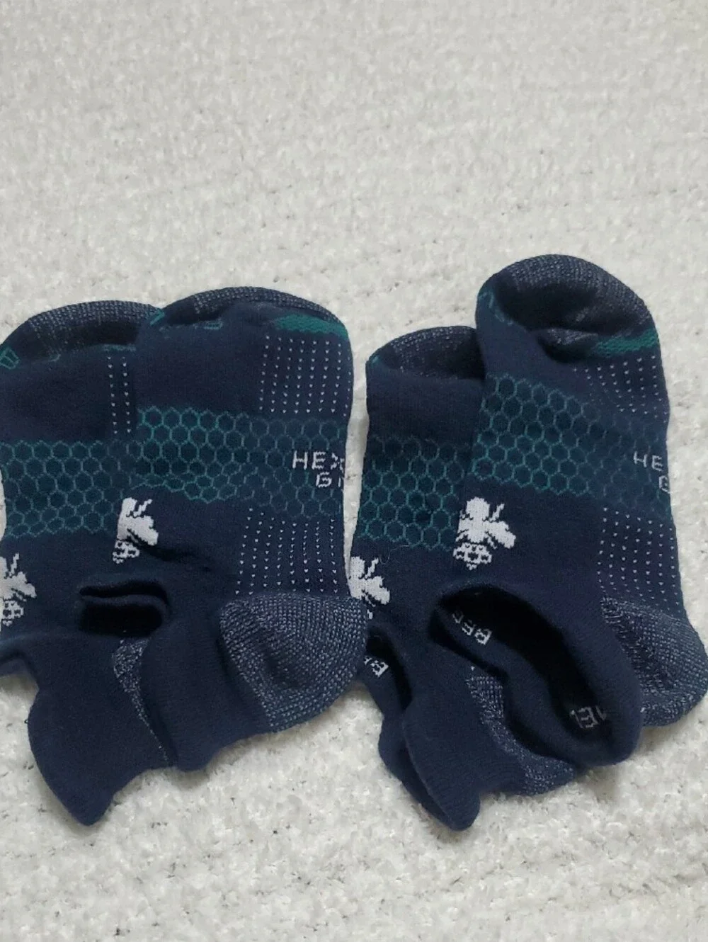 Bombas Navy and Teal No-Show HEX TEC GOLF Performance Socks